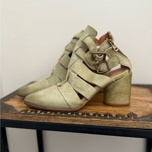 A.S.98 Green Block Heel Women's Shoes